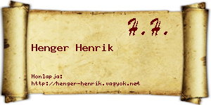 Henger Henrik névjegykártya